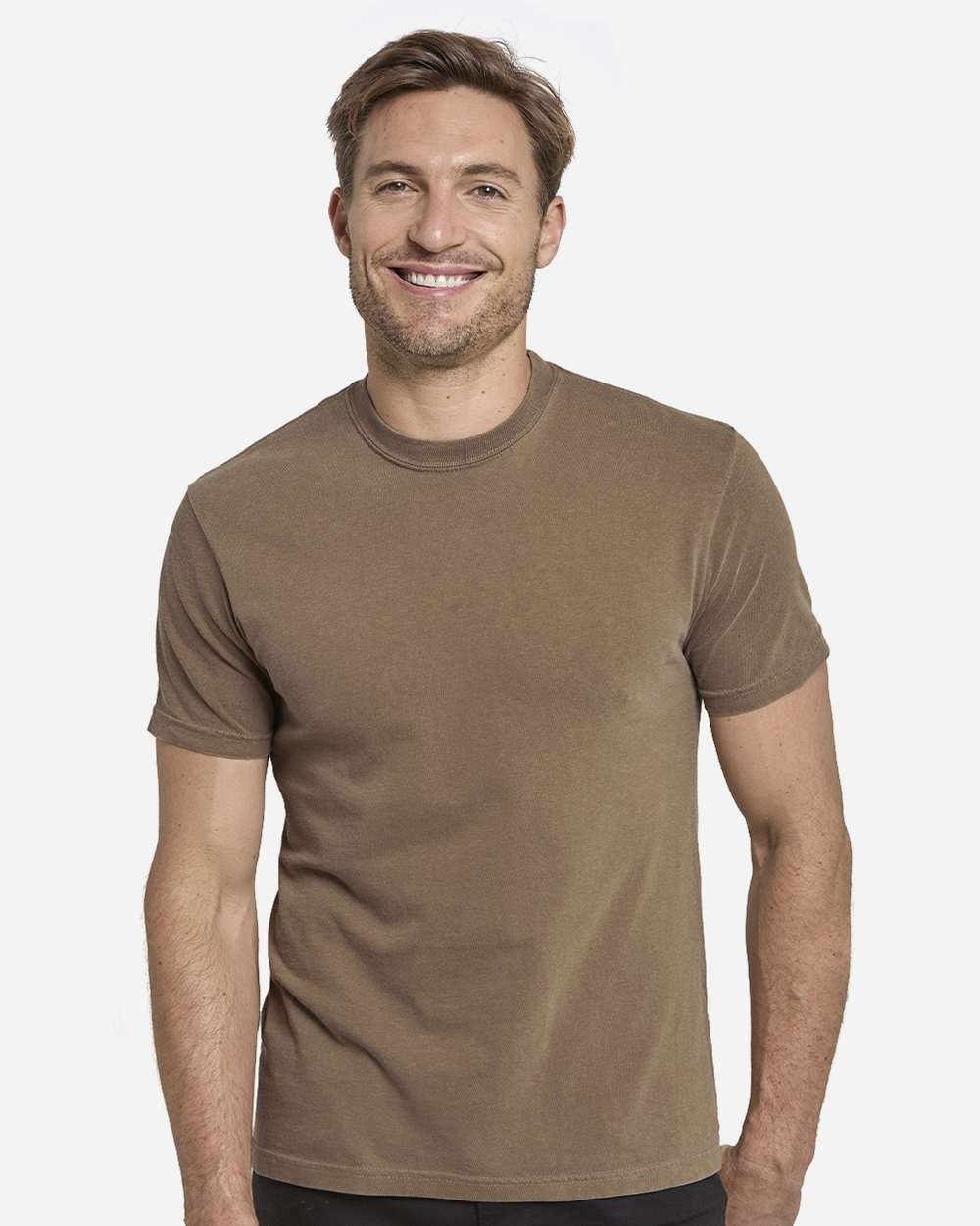 Unisex Colors Garment-Dyed T-Shirt - OnModelFront - B807E0203 - Walnut