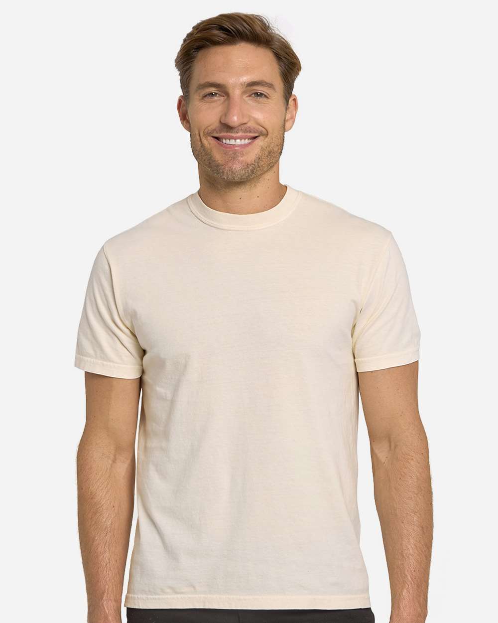 Unisex Colors Garment-Dyed T-Shirt - OnModelFront - B807E0243 - Cream