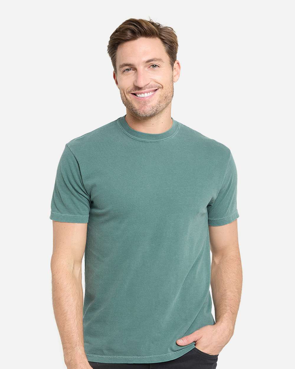 Unisex Colors Garment-Dyed T-Shirt - OnModelFront - B807E0373 - Deep Ocean
