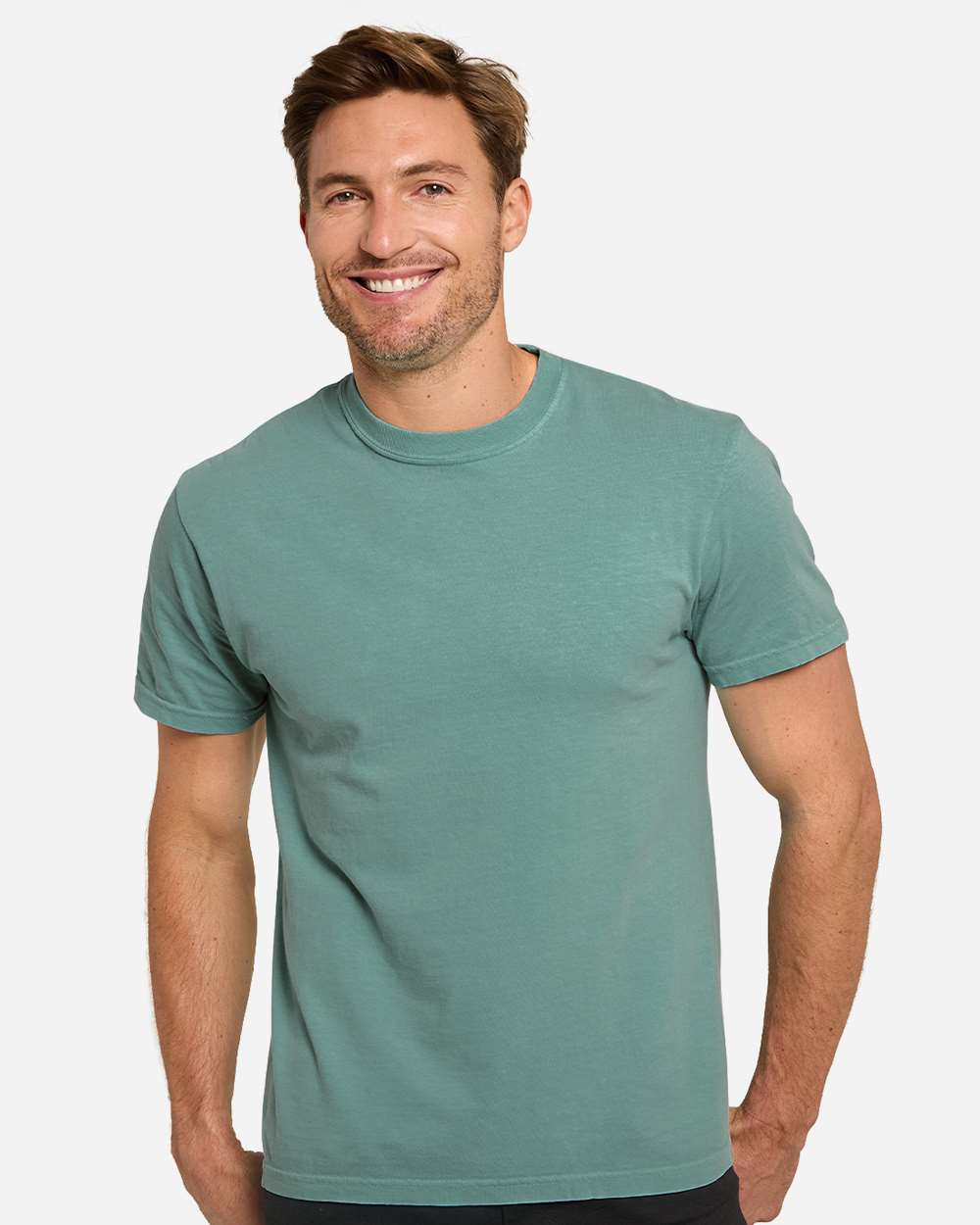 Unisex Colors Garment-Dyed T-Shirt - OnModelFront - B807E0603 - Kelp