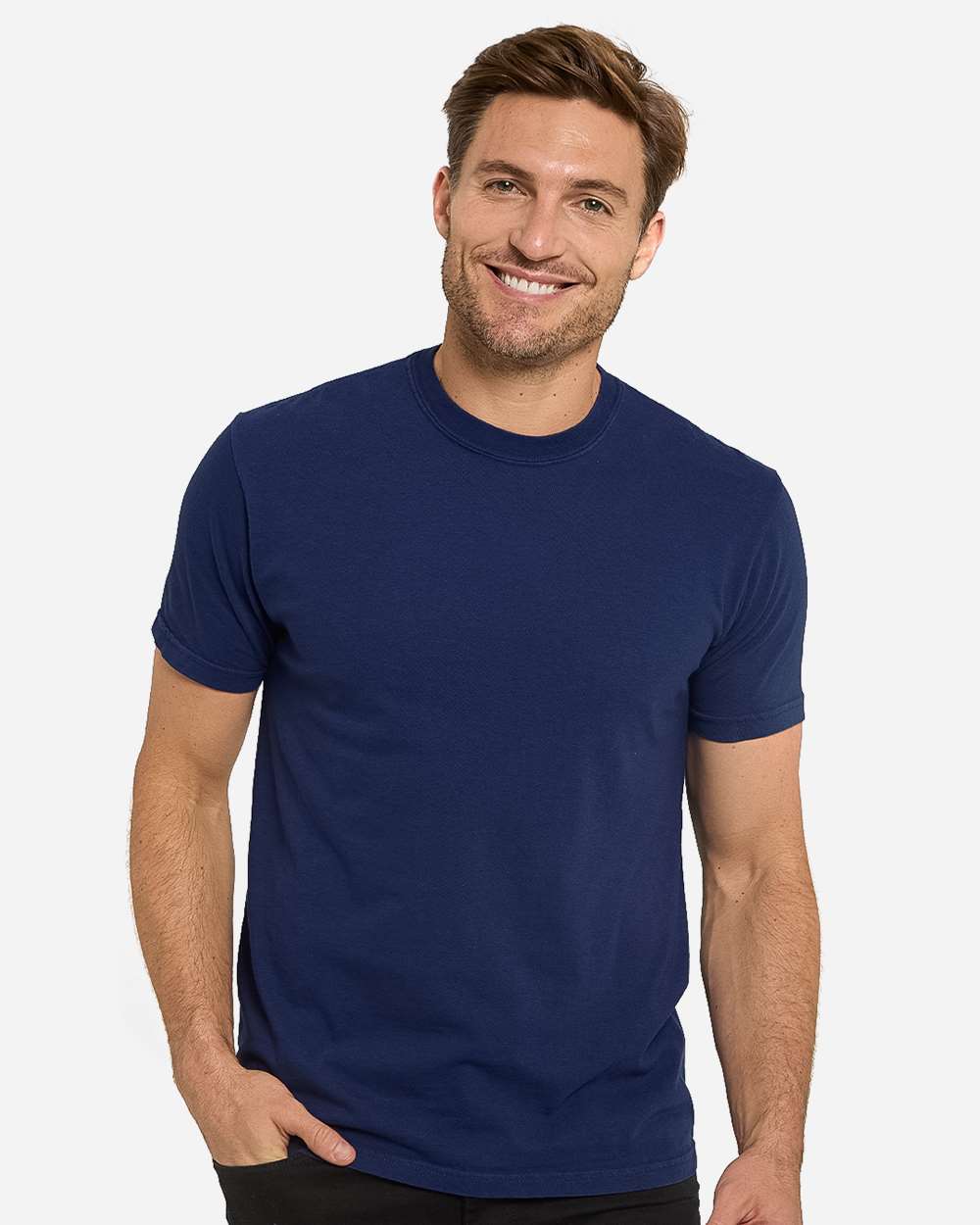 Unisex Colors Garment-Dyed T-Shirt - OnModelFront - B807E0653 - Navy