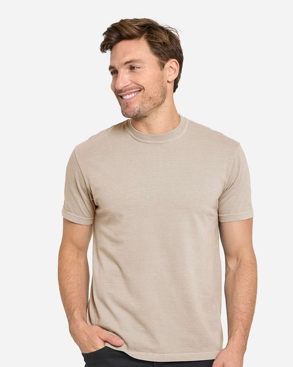 Unisex Colors Garment-Dyed T-Shirt - OnModelFront - B807E0733 - Sand