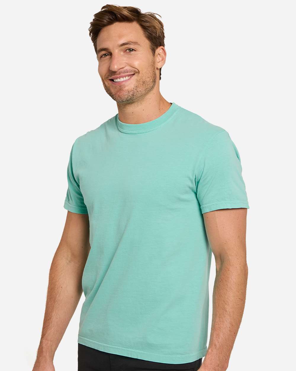 Unisex Colors Garment-Dyed T-Shirt - OnModelSide - B807E0113 - Frosted Aqua