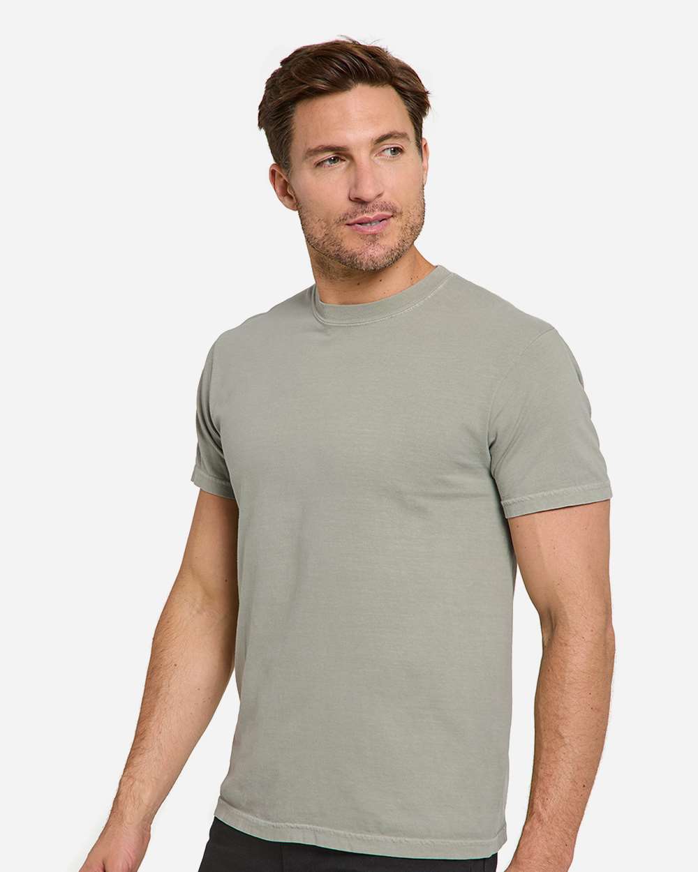 Unisex Colors Garment-Dyed T-Shirt - OnModelSide - B807E0143 - Pebble