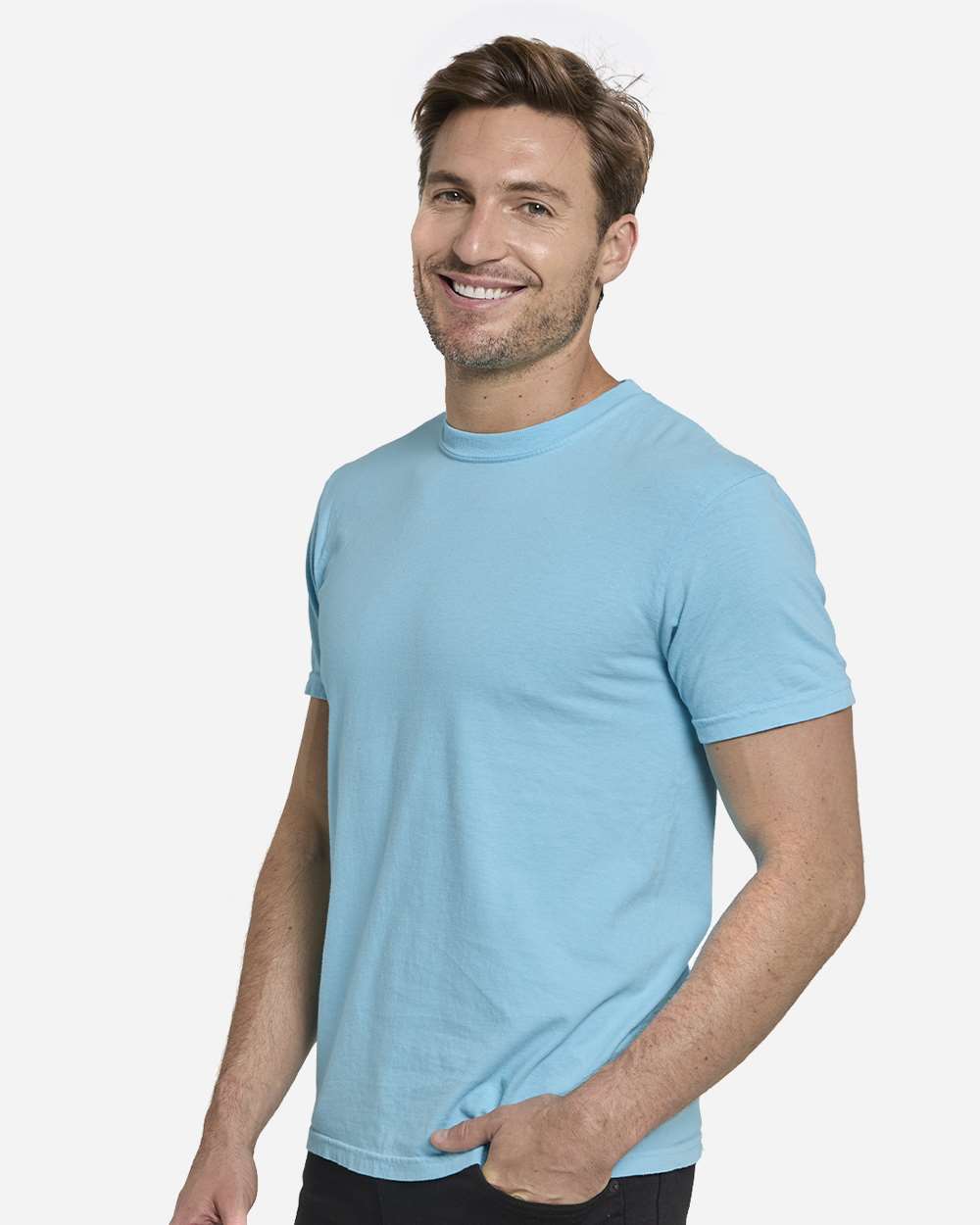 Unisex Colors Garment-Dyed T-Shirt - OnModelSide - B807E0153 - Pool Blue