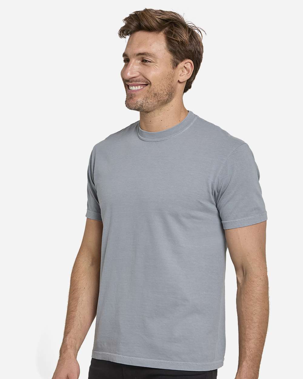 Unisex Colors Garment-Dyed T-Shirt - OnModelSide - B807E0163 - Smoke