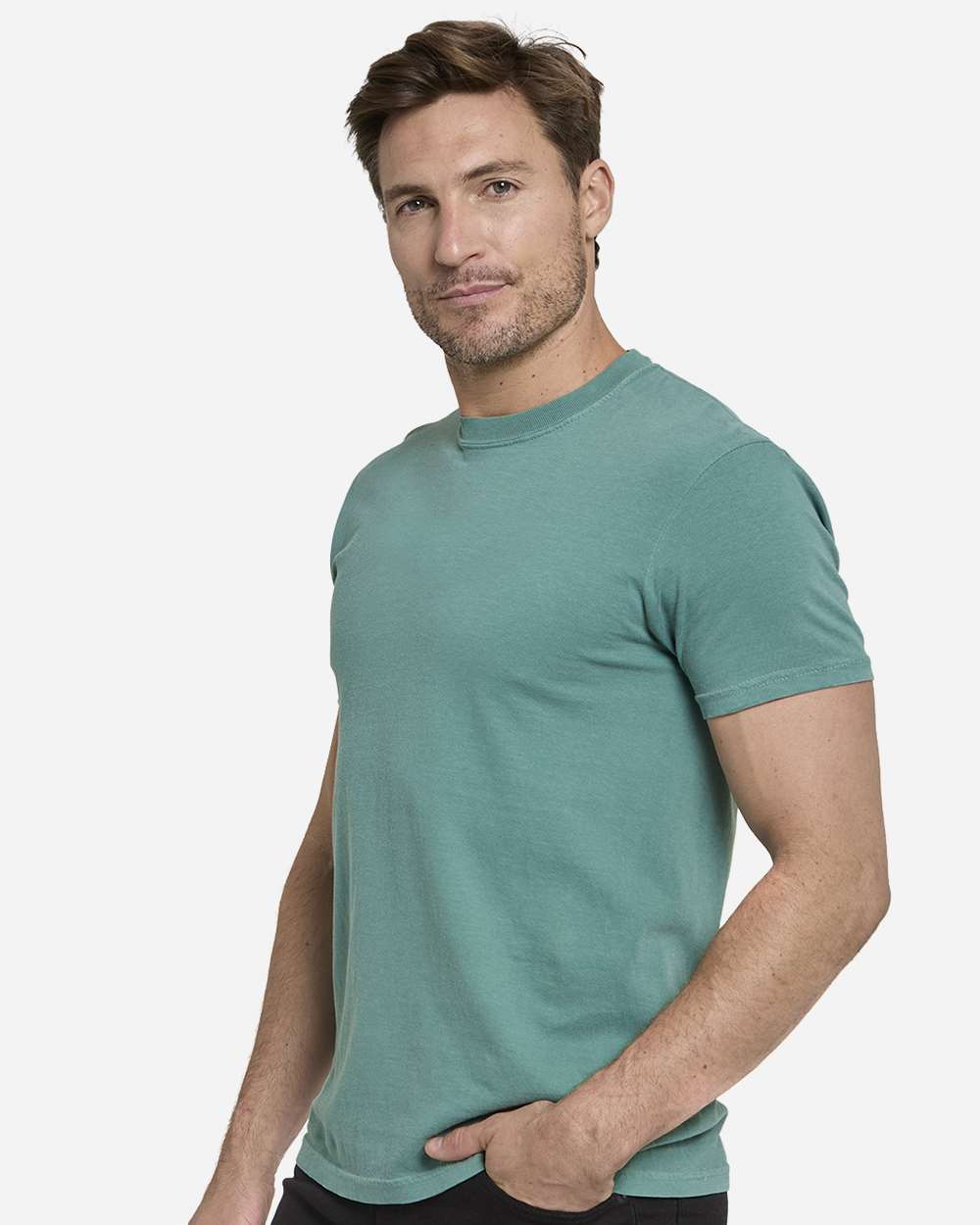 Unisex Colors Garment-Dyed T-Shirt - OnModelSide - B807E0173 - Seafoam
