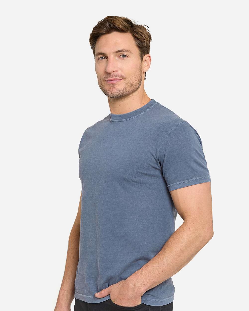 Unisex Colors Garment-Dyed T-Shirt - OnModelSide - B807E0183 - Vintage Denim