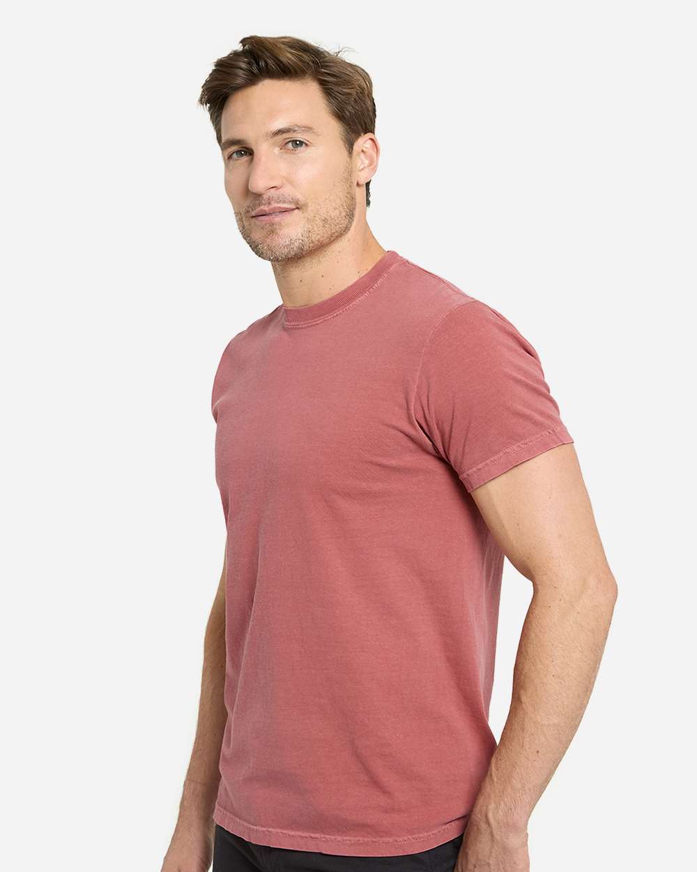 Unisex Colors Garment-Dyed T-Shirt - OnModelSide - B807E0223 - Crimson