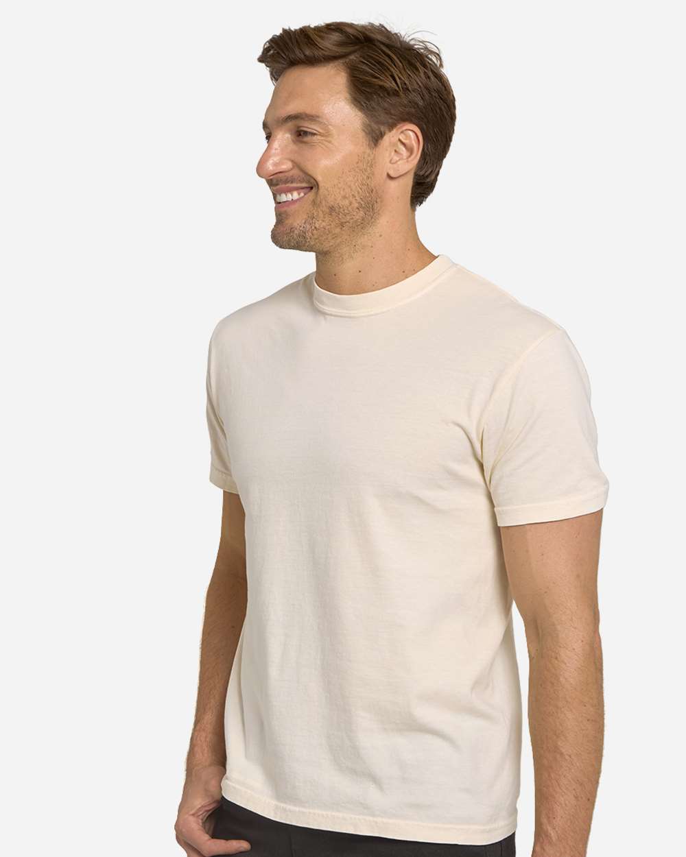 Unisex Colors Garment-Dyed T-Shirt - OnModelSide - B807E0243 - Cream