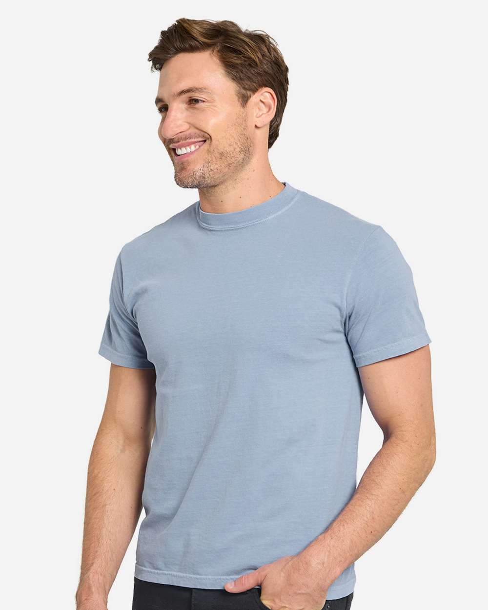 Unisex Colors Garment-Dyed T-Shirt - OnModelSide - B807E0253 - Glacier Blue