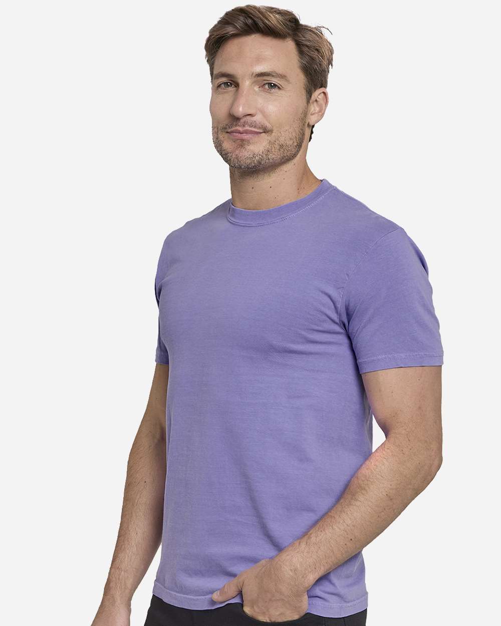 Unisex Colors Garment-Dyed T-Shirt - OnModelSide - B807E0573 - Violet