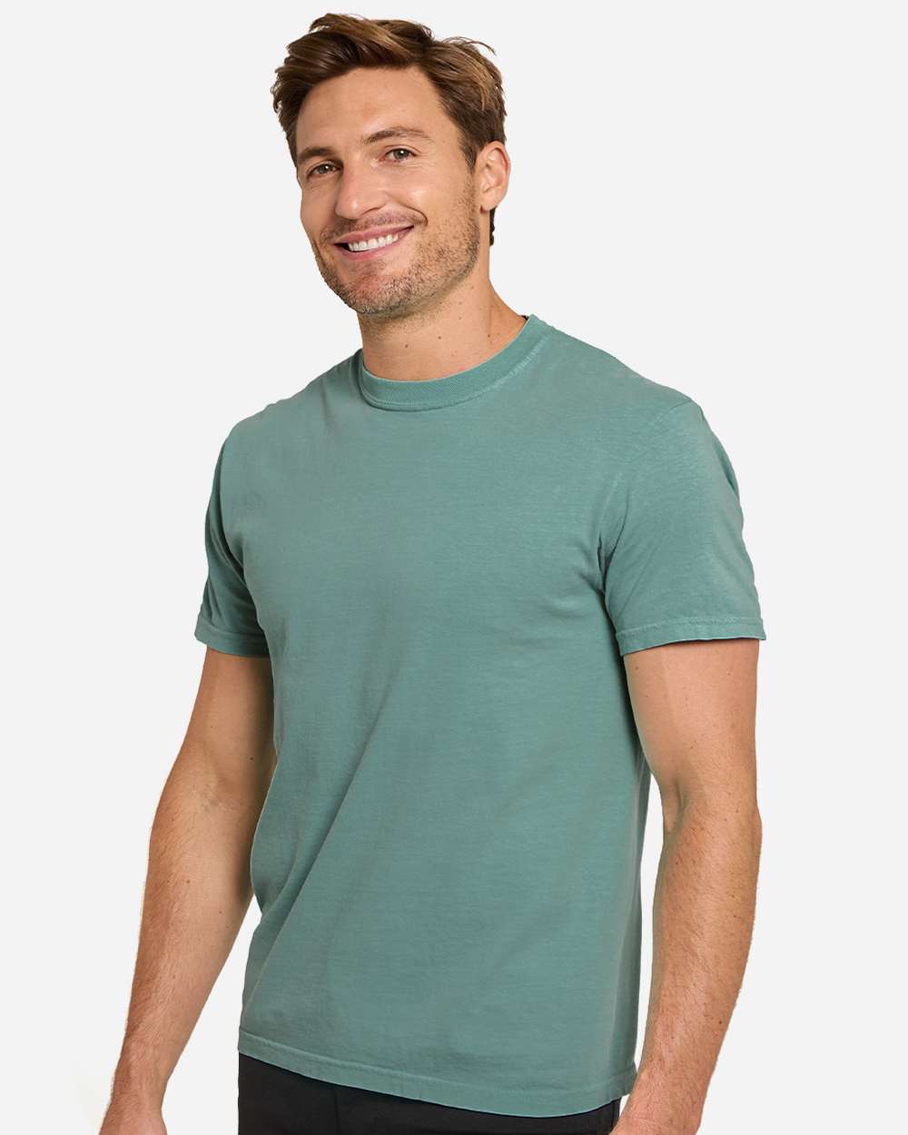 Unisex Colors Garment-Dyed T-Shirt - OnModelSide - B807E0603 - Kelp