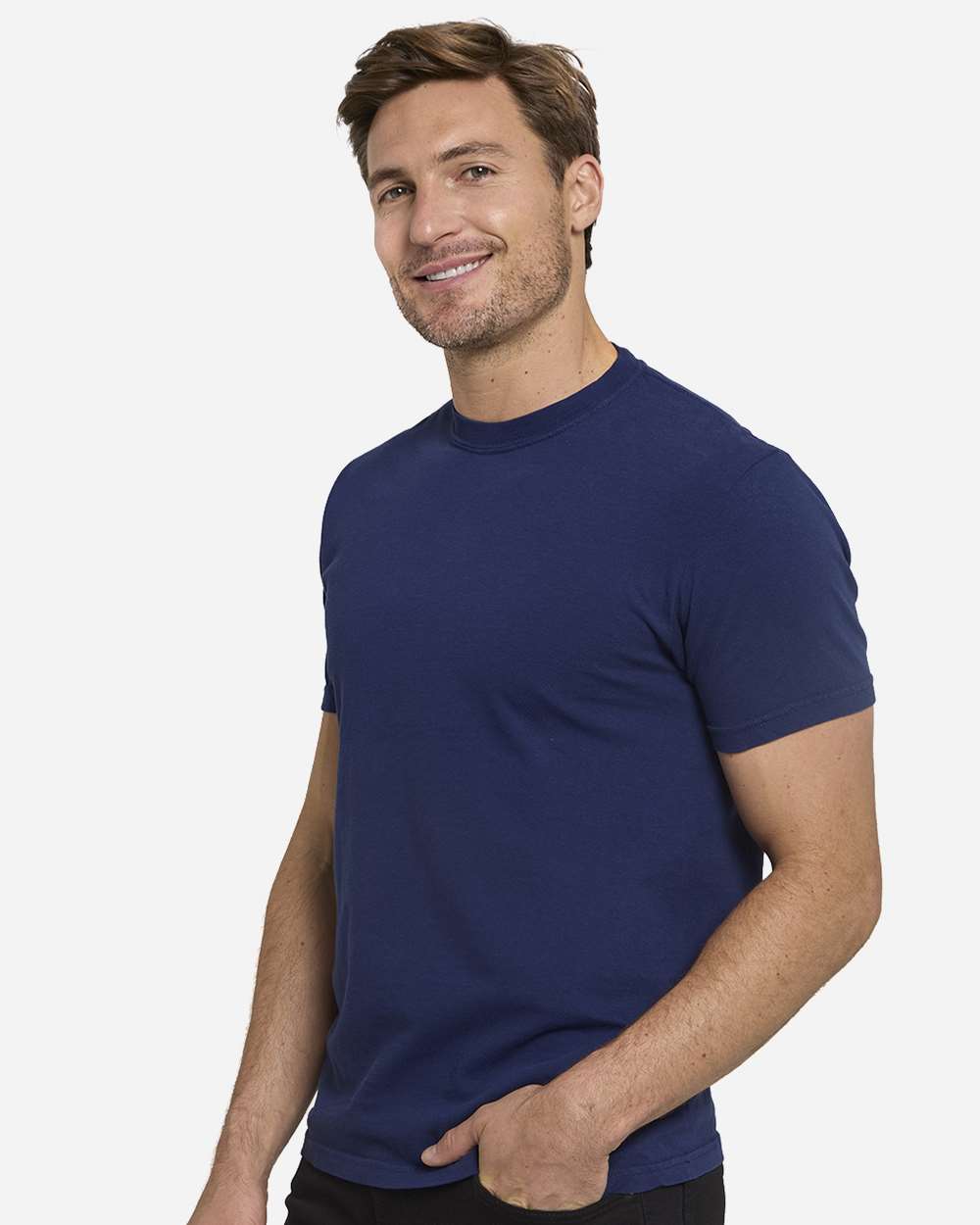 Unisex Colors Garment-Dyed T-Shirt - OnModelSide - B807E0653 - Navy
