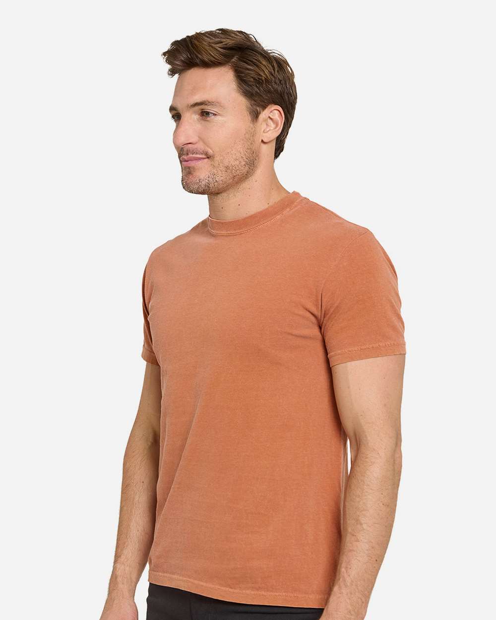 Unisex Colors Garment-Dyed T-Shirt - OnModelSide - B807E0663 - Pumpkin