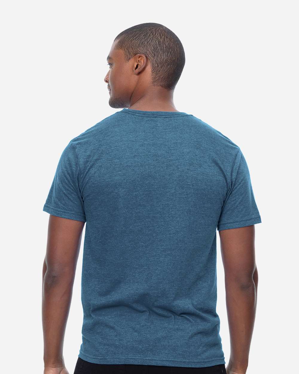 Unisex Epic CVC T-Shirt - OnModelBack - B813E0252 - Heather Steel Blue