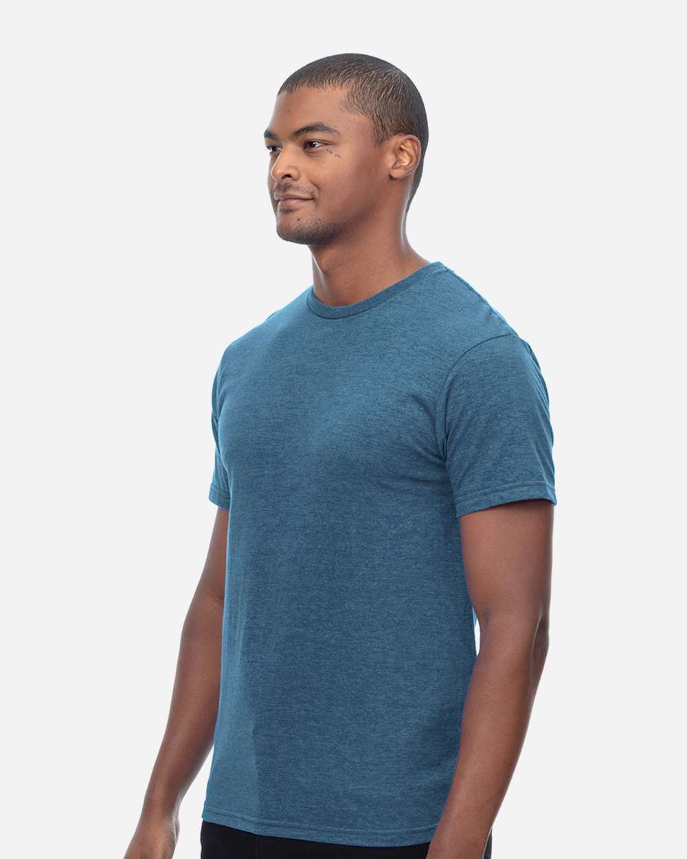 Unisex Epic CVC T-Shirt - OnModelSide - B813E0252 - Heather Steel Blue