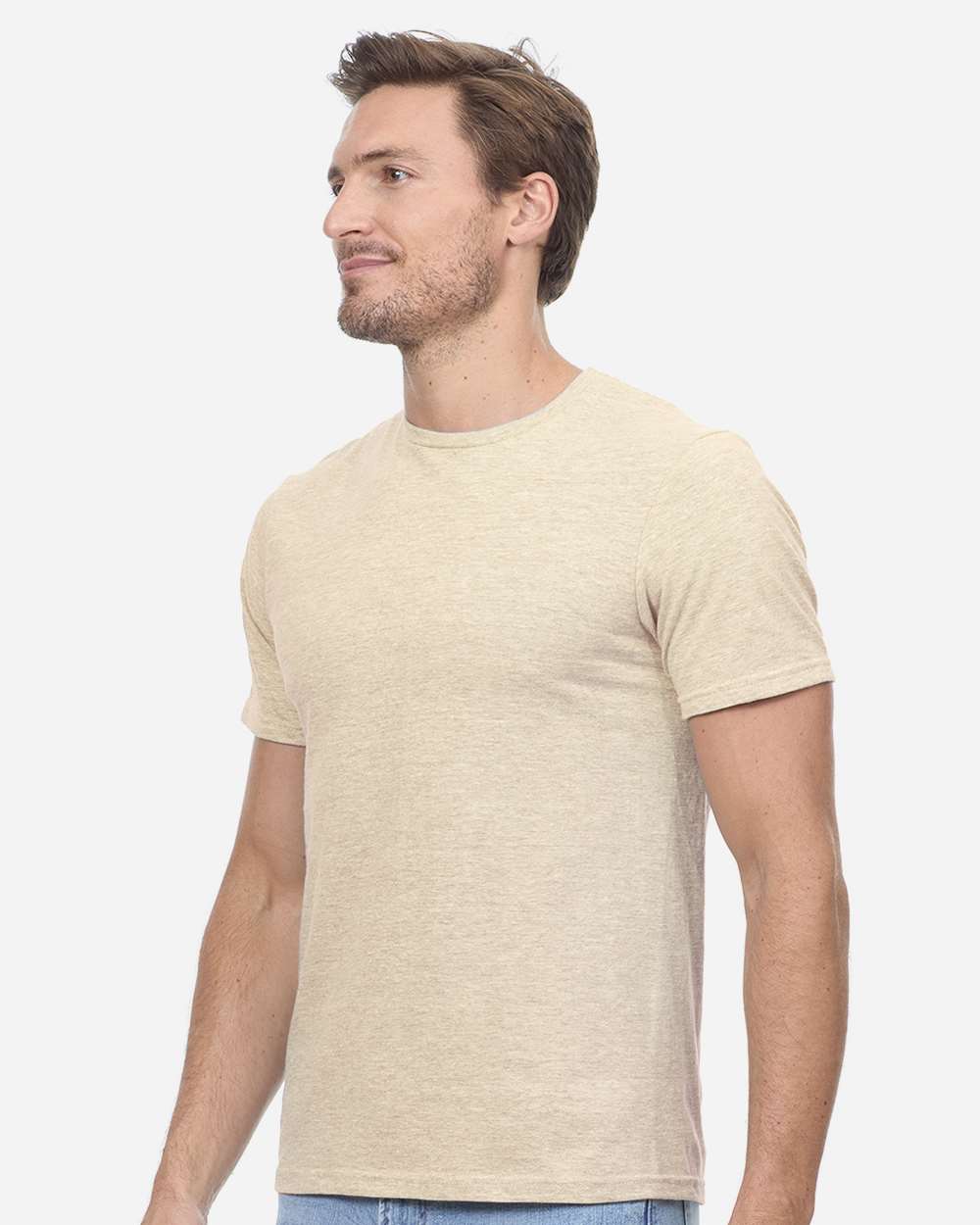 Unisex Epic CVC T-Shirt - OnModelSide - B813E0732 - Heather Sand