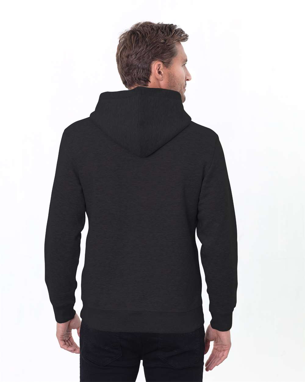 Unisex Epic Fleece Pullover Hooded Sweatshirt - OnModelBack - B815E0103 - Heather Black