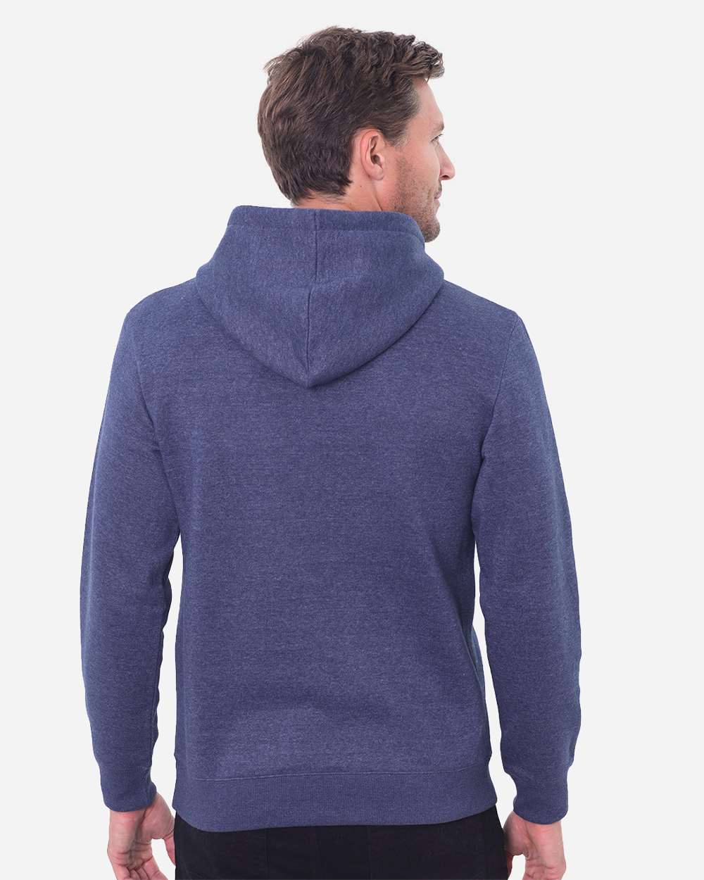 Unisex Epic Fleece Pullover Hooded Sweatshirt - OnModelBack - B815E0653 - Heather Navy