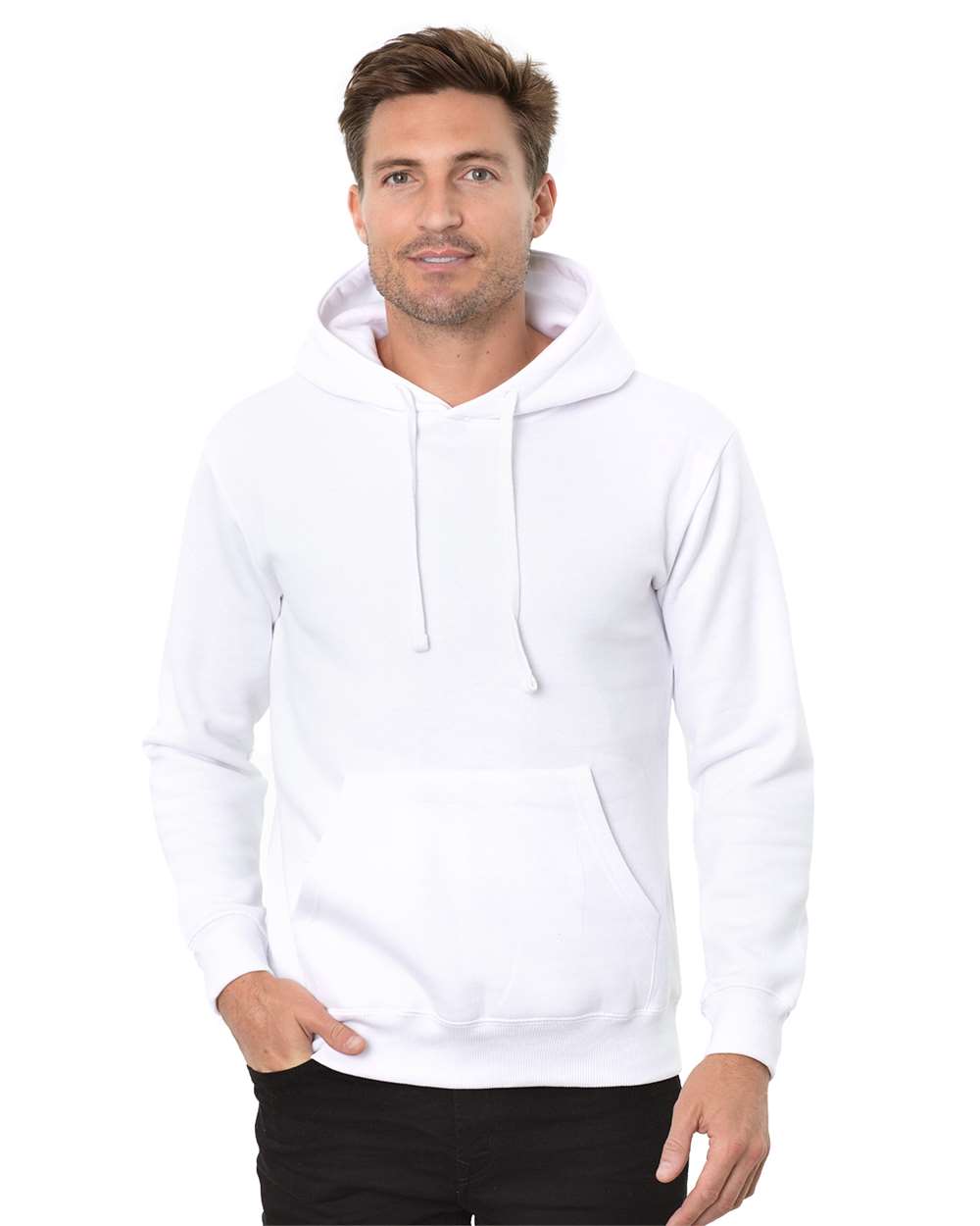 Unisex Epic Fleece Pullover Hooded Sweatshirt - OnModelFront - B815E0003 - White