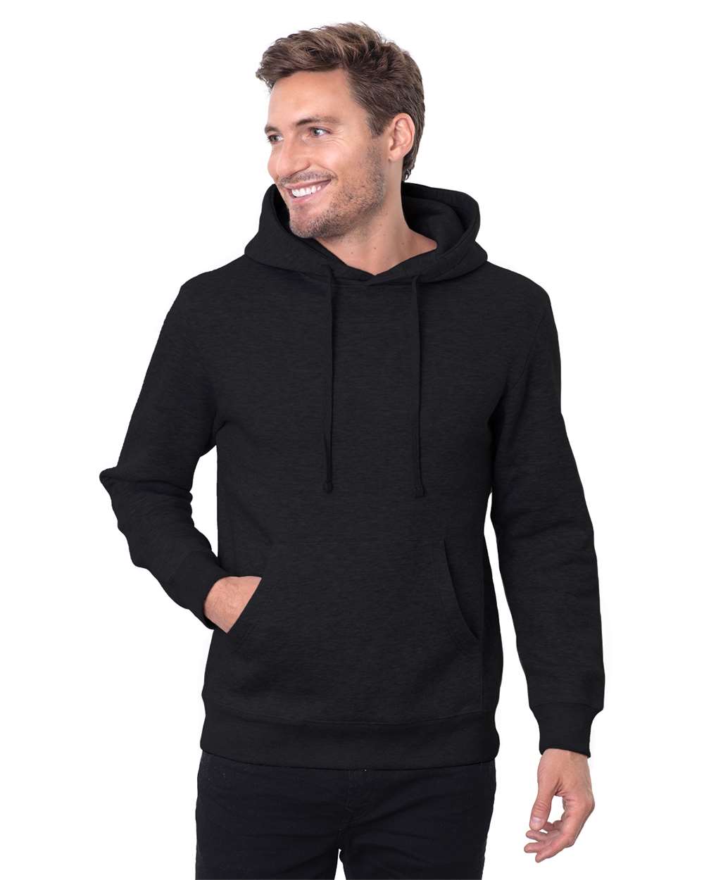 Unisex Epic Fleece Pullover Hooded Sweatshirt - OnModelFront - B815E0103 - Heather Black