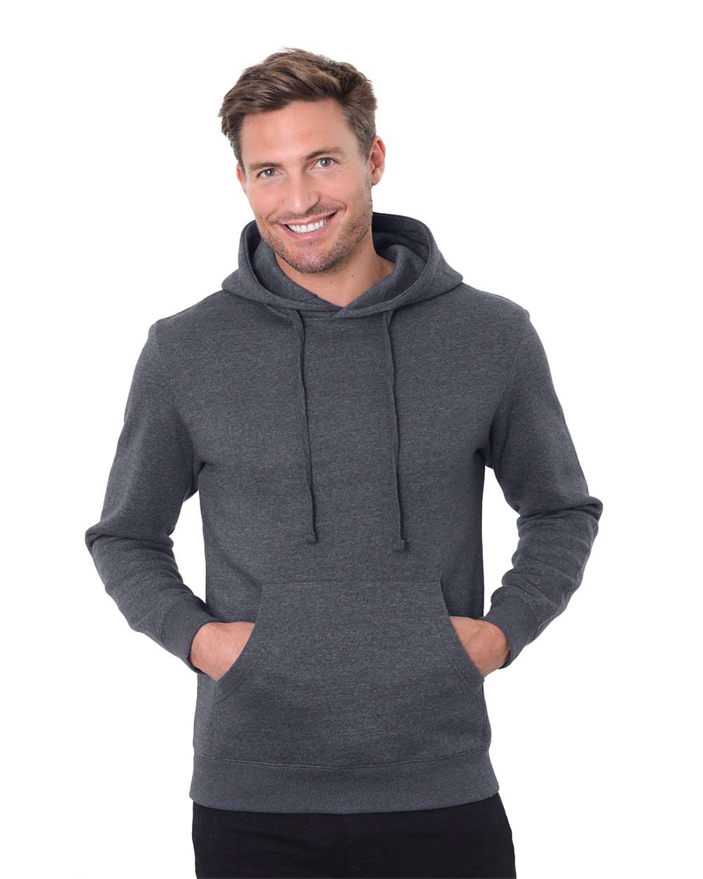 Unisex Epic Fleece Pullover Hooded Sweatshirt - OnModelFront - B815E0113 - Heather Dark Grey