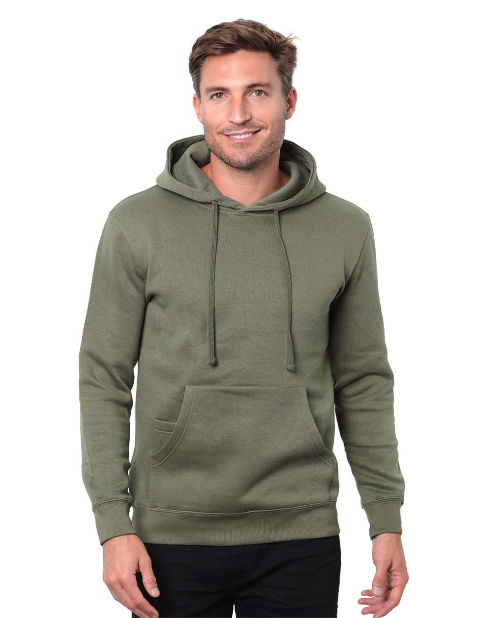 Unisex Epic Fleece Pullover Hooded Sweatshirt - OnModelFront - B815E0543 - Military Green