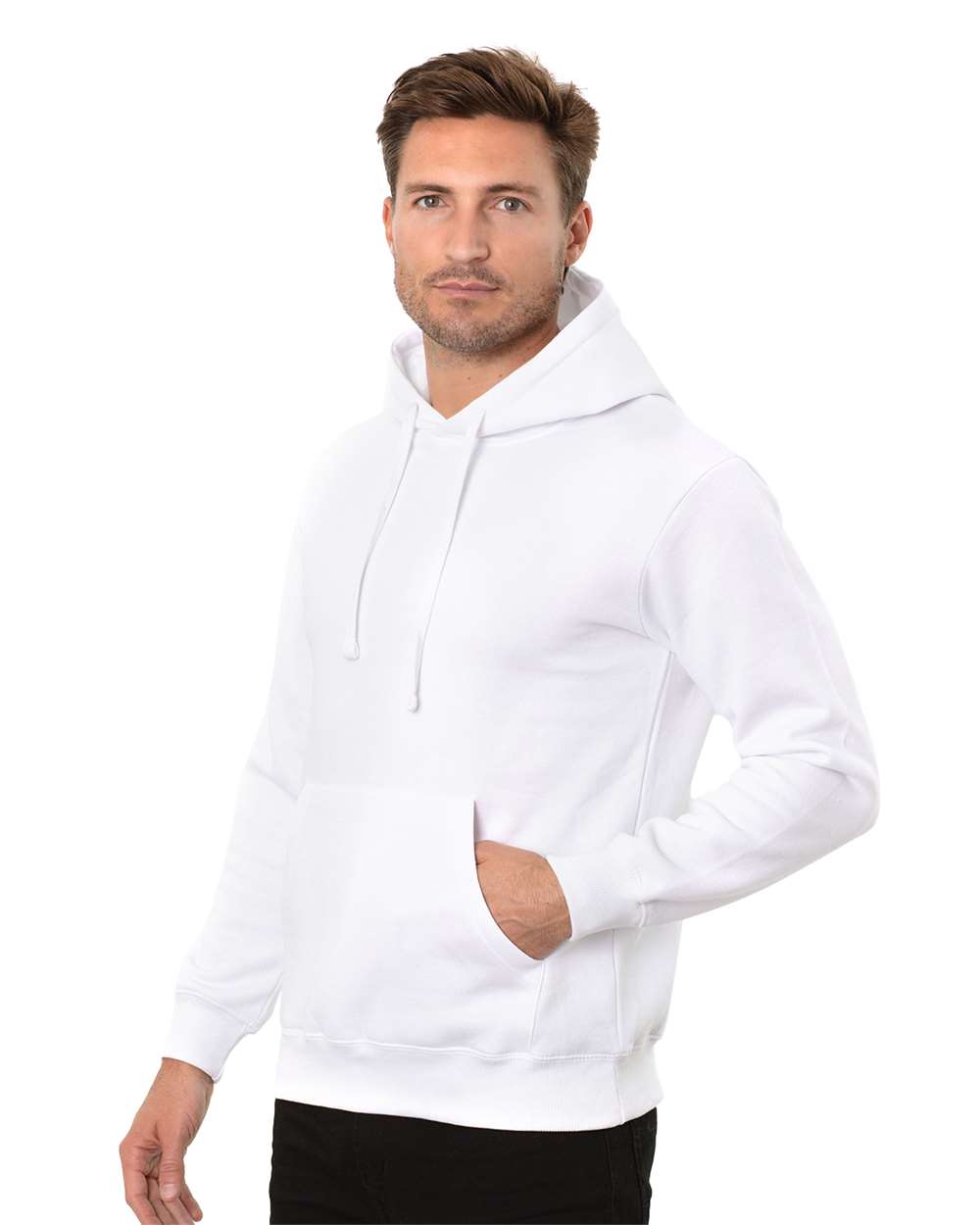 Unisex Epic Fleece Pullover Hooded Sweatshirt - OnModelSide - B815E0003 - White
