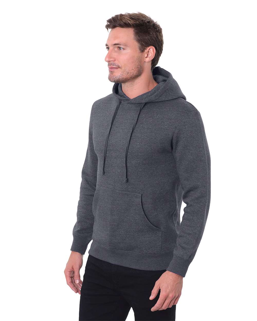 Unisex Epic Fleece Pullover Hooded Sweatshirt - OnModelSide - B815E0113 - Heather Dark Grey