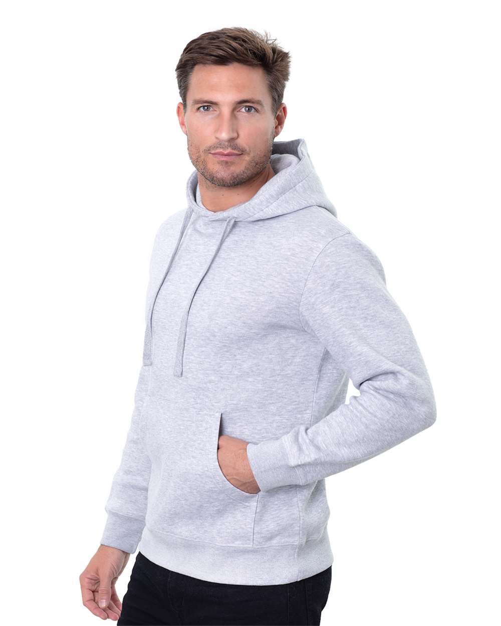 Unisex Epic Fleece Pullover Hooded Sweatshirt - OnModelSide - B815E0353 - Heather Grey