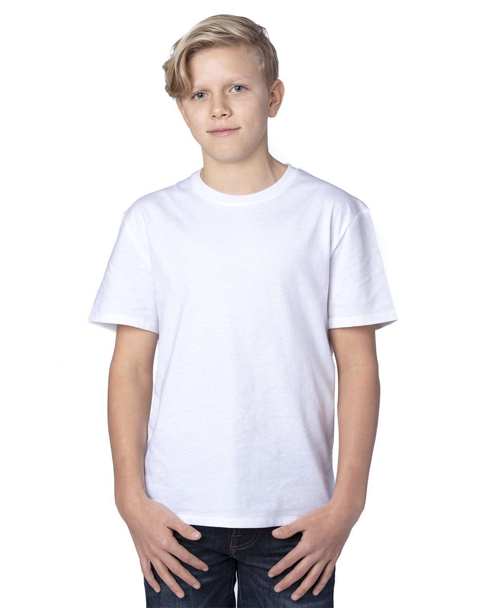 Youth Ultimate CVC T-Shirt - OnModelFront - B804E0002 - White