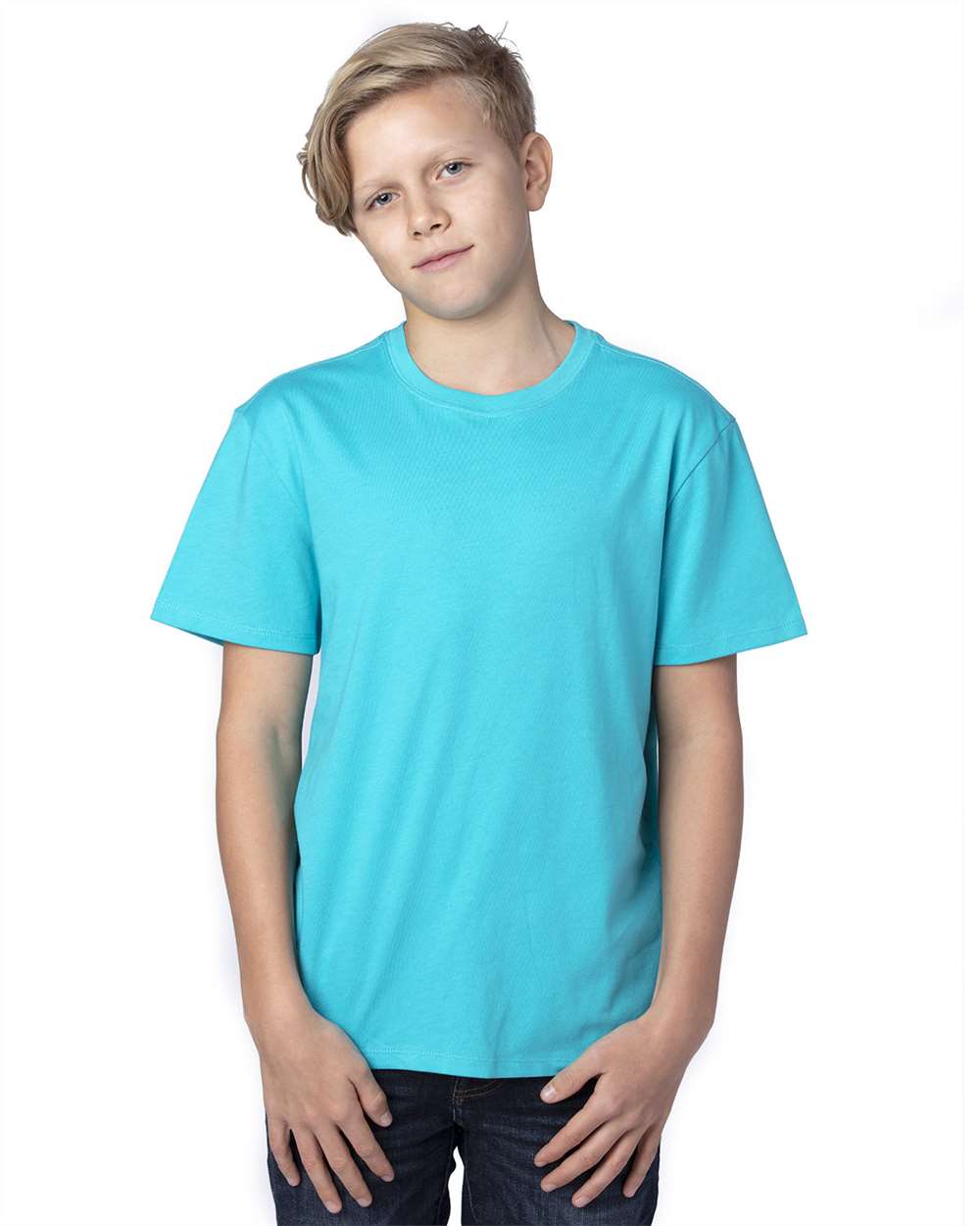 Youth Ultimate CVC T-Shirt - OnModelFront - B804E0052 - Pacific Blue
