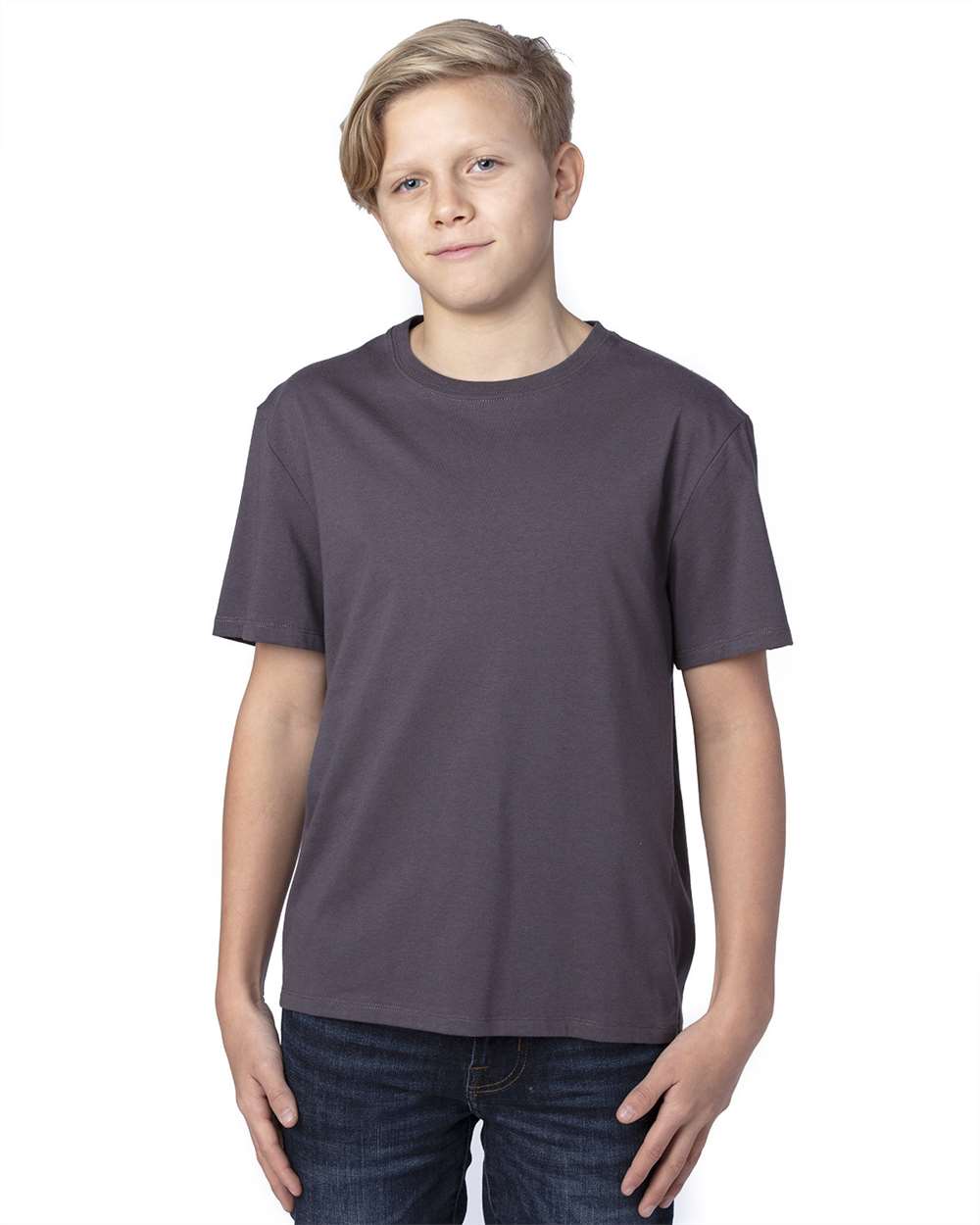 Youth Ultimate CVC T-Shirt - OnModelFront - B804E0092 - Graphite