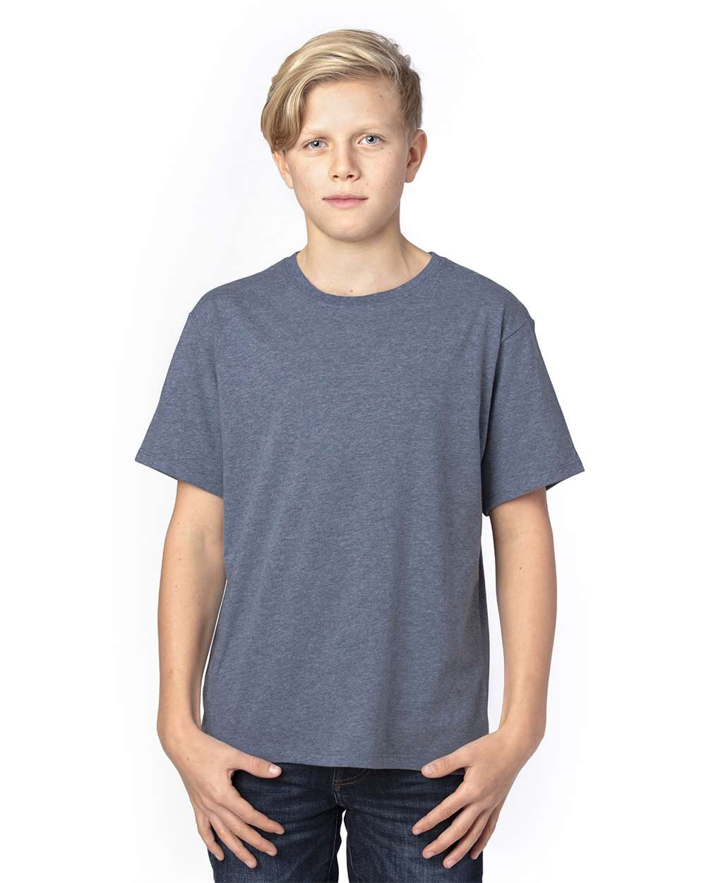 Youth Ultimate CVC T-Shirt - OnModelFront - B804E0102 - Navy Heather