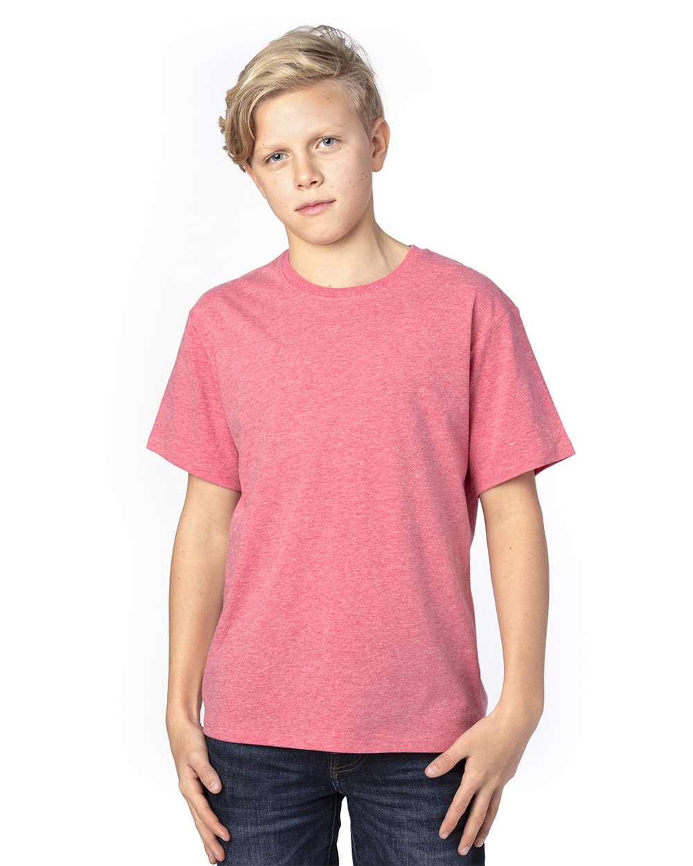 Youth Ultimate CVC T-Shirt - OnModelFront - B804E0112 - Red Heather