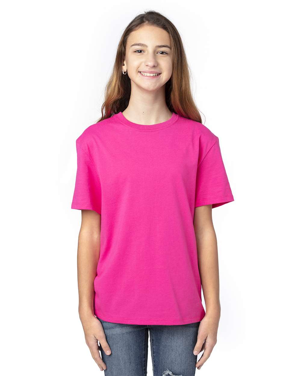 Youth Ultimate CVC T-Shirt - OnModelFront - B804E0312 - Hot Pink