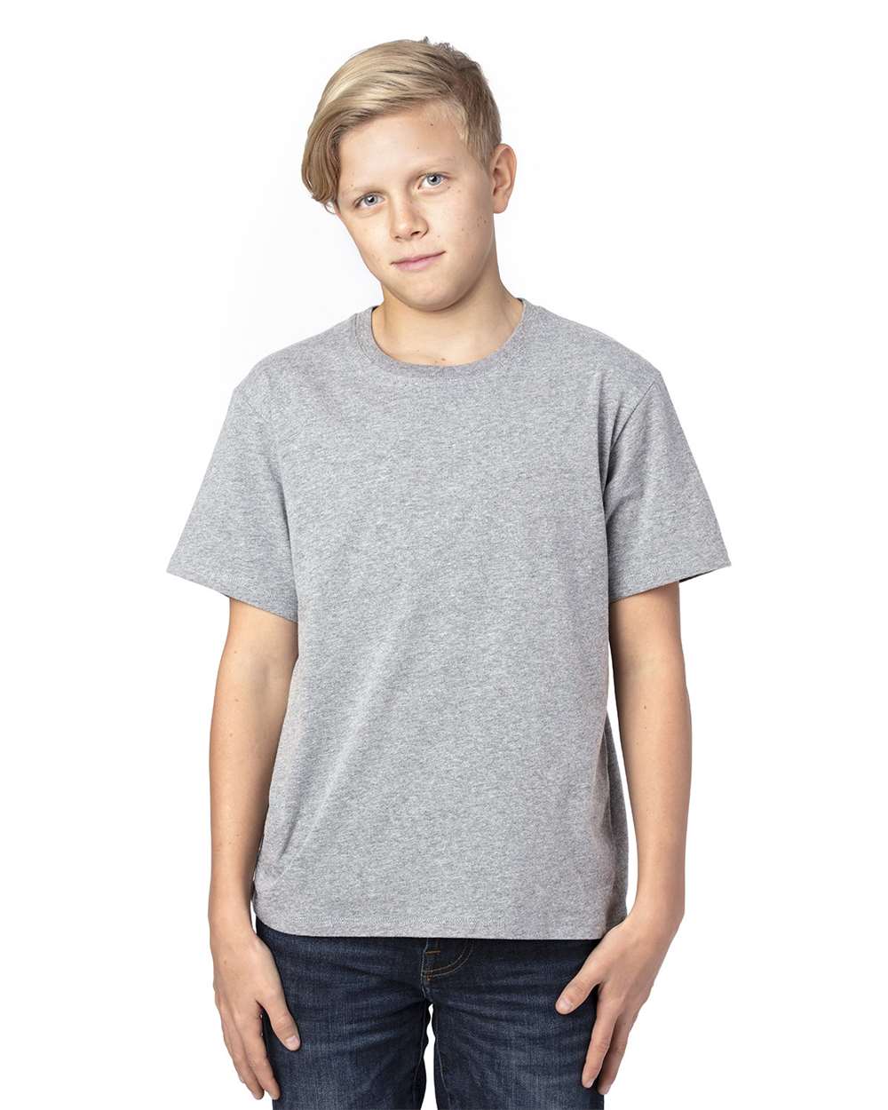 Youth Ultimate CVC T-Shirt - OnModelFront - B804E0352 - Heather Grey