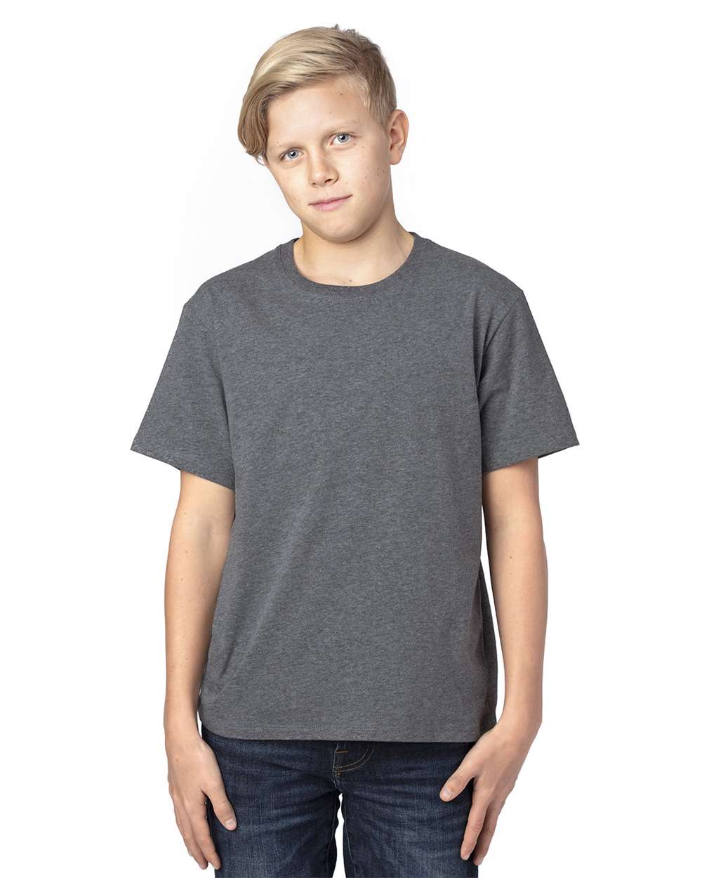 Youth Ultimate CVC T-Shirt - OnModelFront - B804E0582 - Charcoal Heather