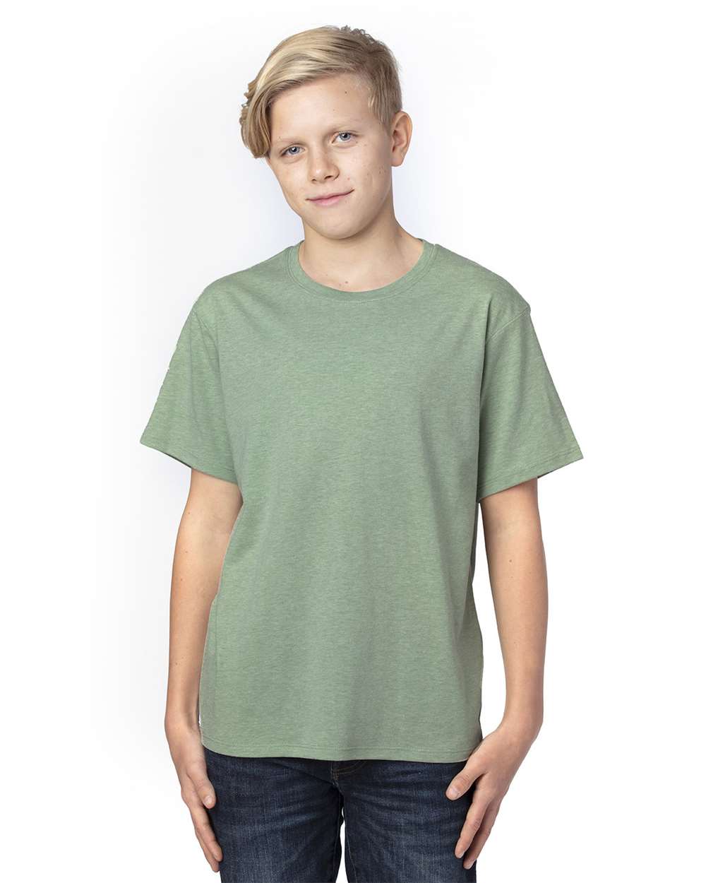 Youth Ultimate CVC T-Shirt - OnModelFront - B804E0612 - Army Heather