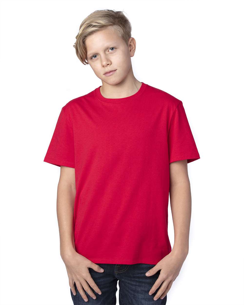 Youth Ultimate CVC T-Shirt - OnModelFront - B804E0702 - Red