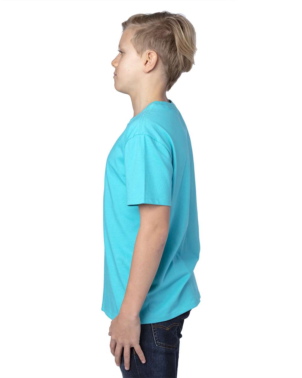 Youth Ultimate CVC T-Shirt - OnModelSide - B804E0052 - Pacific Blue