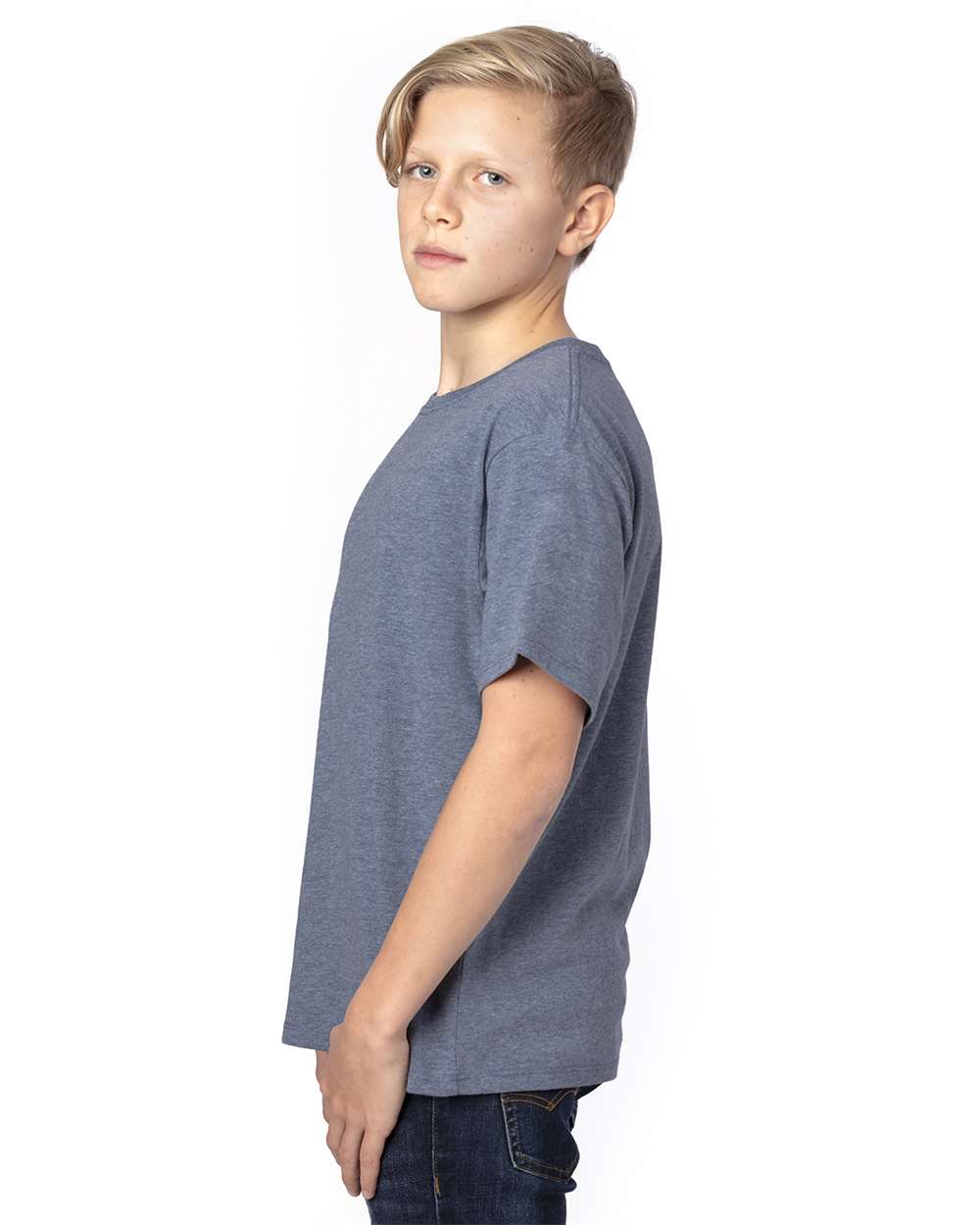 Youth Ultimate CVC T-Shirt - OnModelSide - B804E0102 - Navy Heather