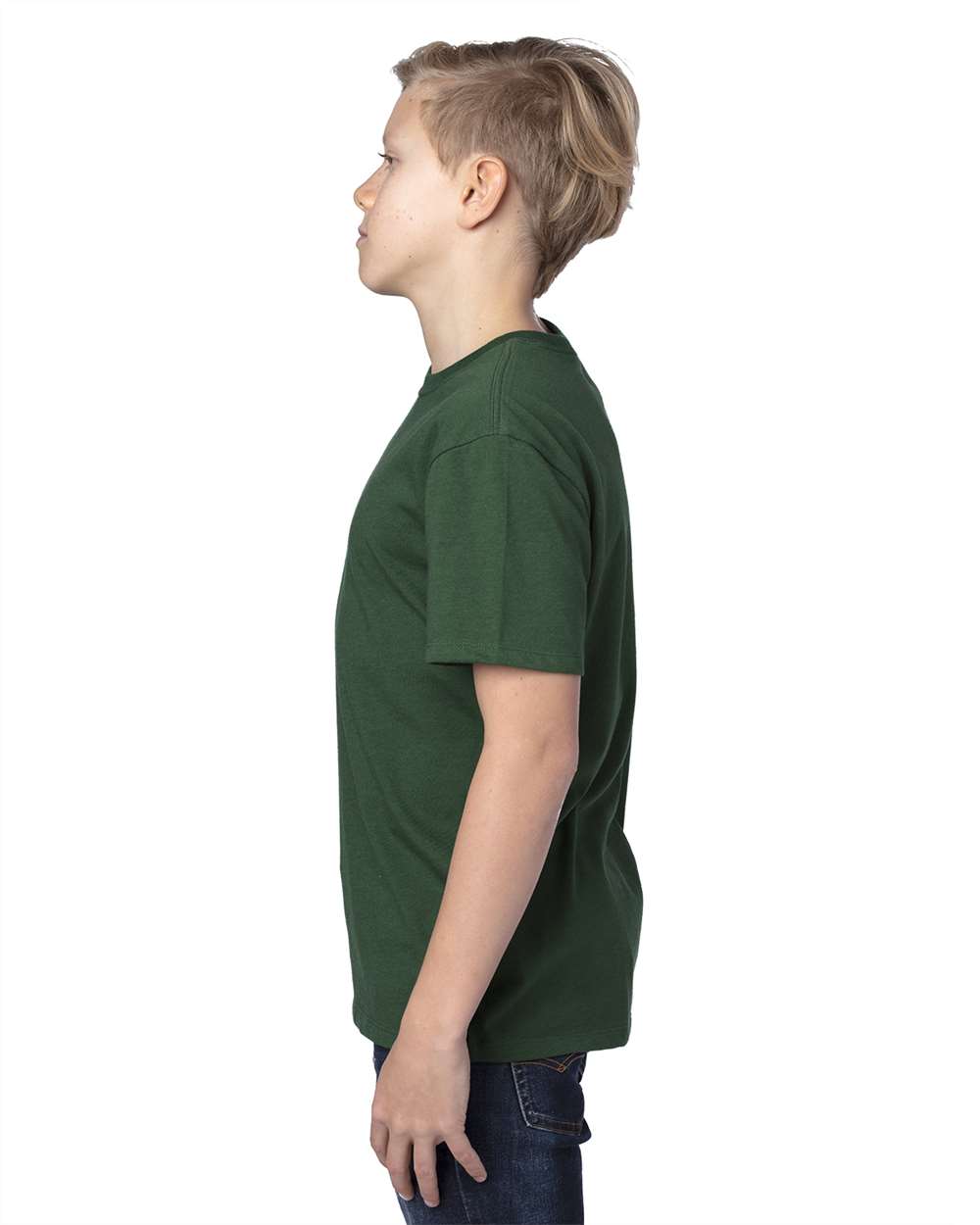 Youth Ultimate CVC T-Shirt - OnModelSide - B804E0522 - Forest Green