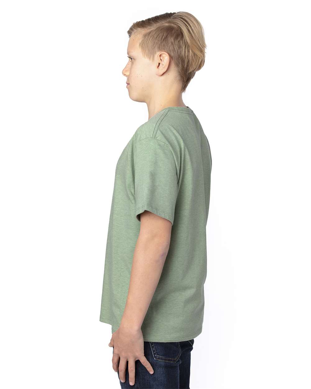 Youth Ultimate CVC T-Shirt - OnModelSide - B804E0612 - Army Heather
