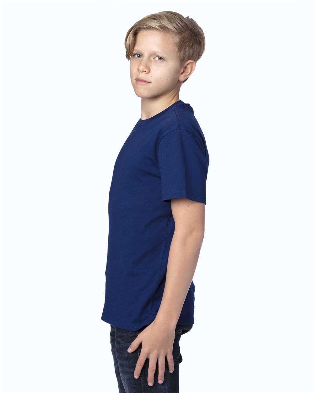 Youth Ultimate CVC T-Shirt - OnModelSide - B804E0652 - Navy