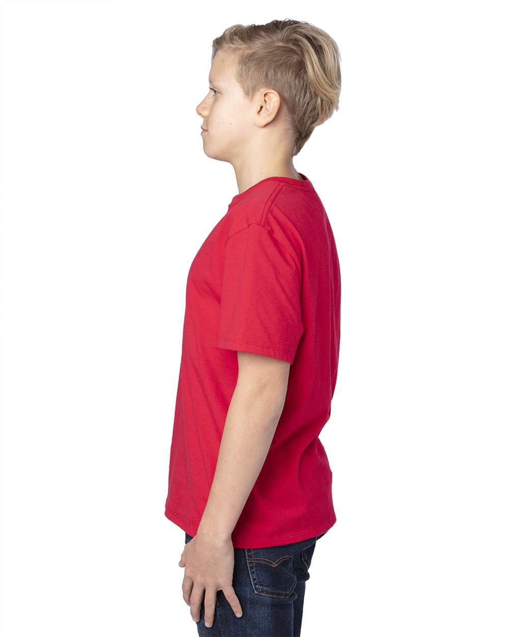 Youth Ultimate CVC T-Shirt - OnModelSide - B804E0702 - Red