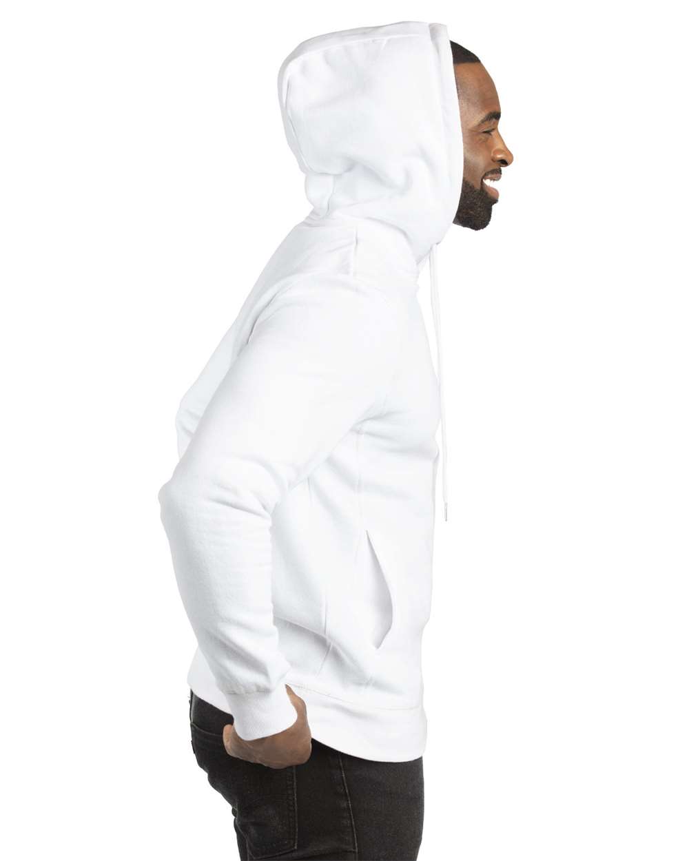 Unisex Ultimate Fleece Pullover Hooded Sweatshirt - OnModelSide - B789E0002 - White