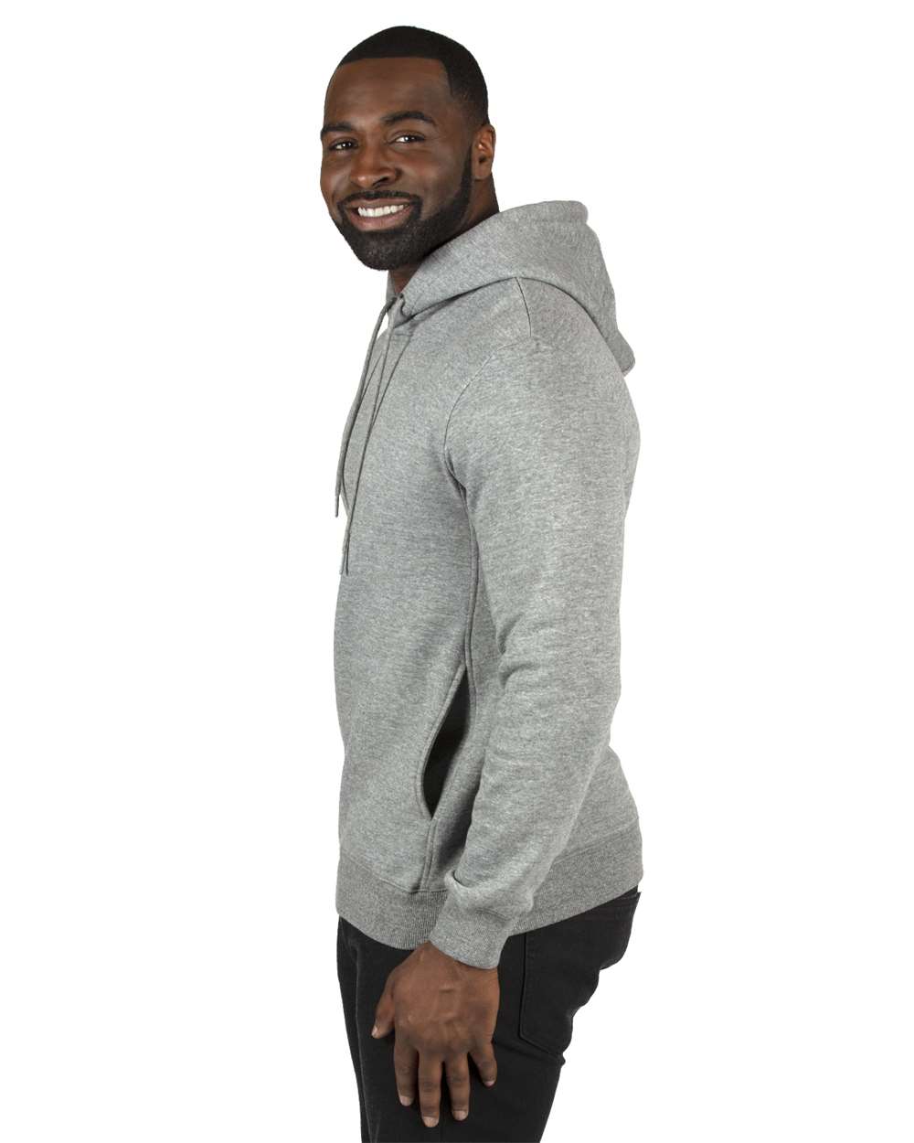 Unisex Ultimate Fleece Pullover Hooded Sweatshirt - OnModelSide - B789E0352 - Heather Grey