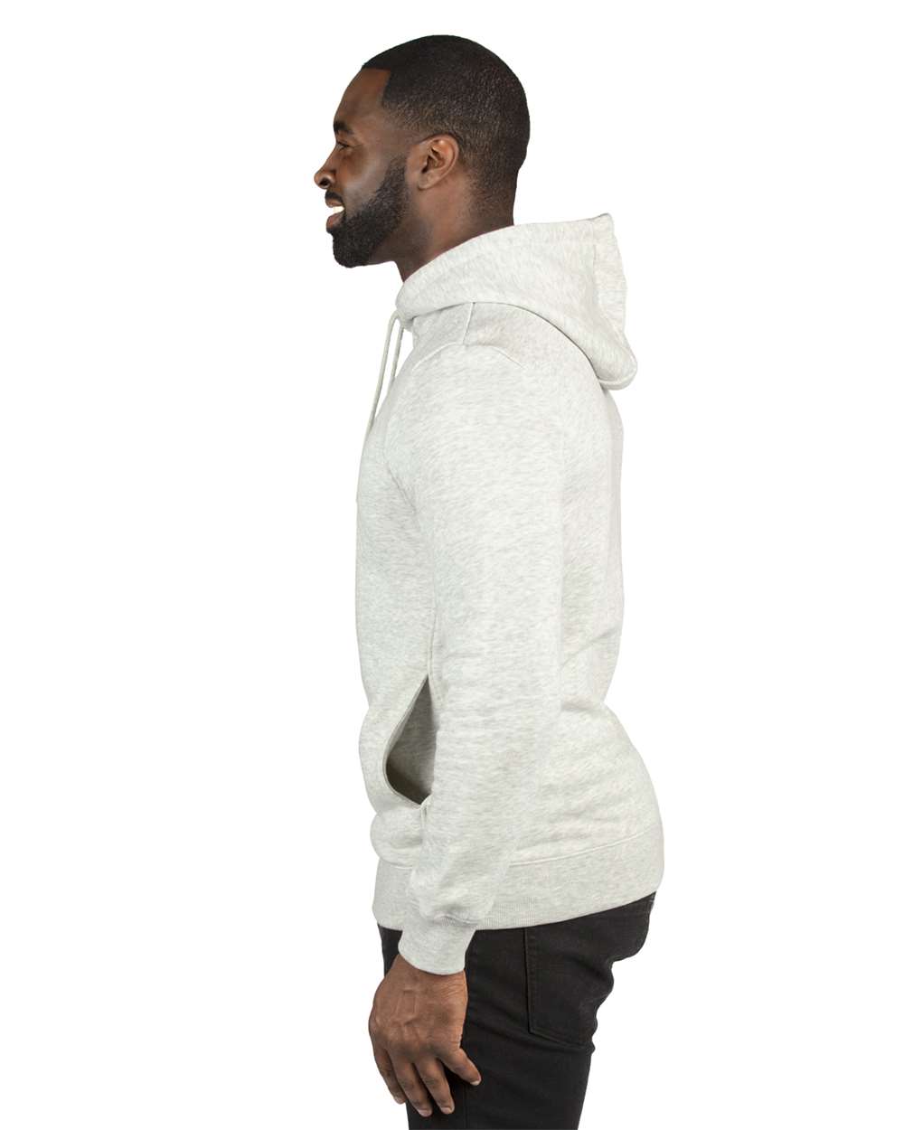 Unisex Ultimate Fleece Pullover Hooded Sweatshirt - OnModelSide - B789E0362 - Oatmeal Heather